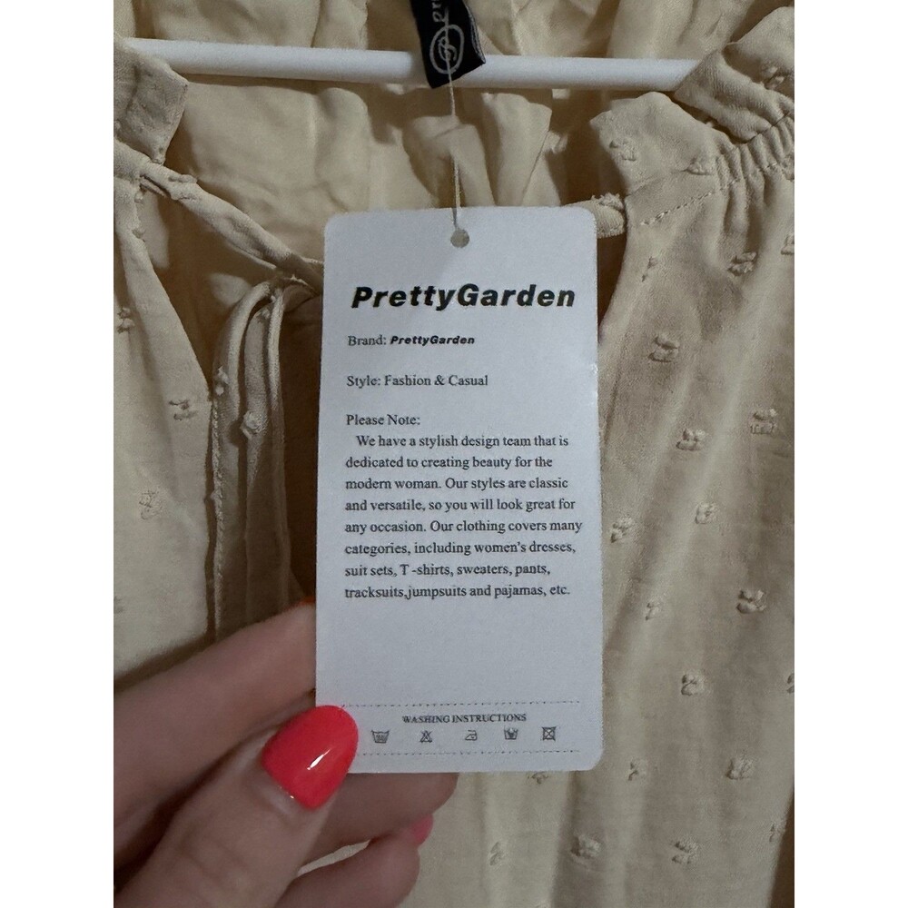 PRETTYGARDEN Women's Summer Casual Dress Size L NWT Swiss Dot Ruffle Sleeveless - Picture 3 of 7